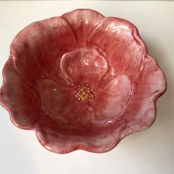 Earthenware pink Flower bowls pier 1 - Picture 2 of 7